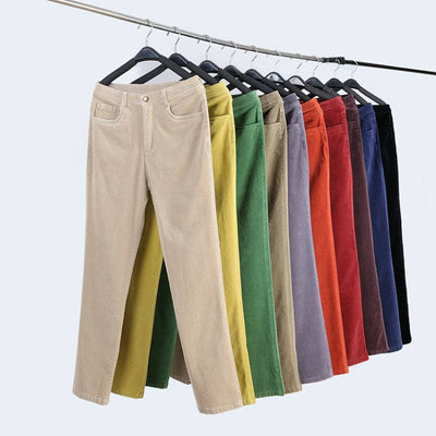 Pantalones Rectos de Pana Elásticos para Mujer - Image 11
