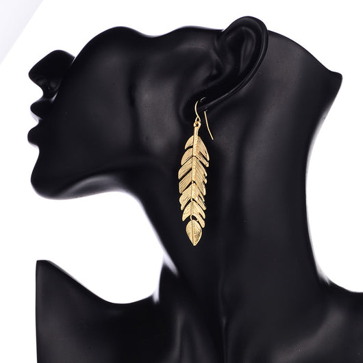 Aretes Largos de Borla y Hoja - Diseño Europeo Minimalista - Image 6