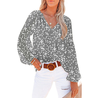 Blusa Floral de Gasa Suelta con Cuello en V - Image 19