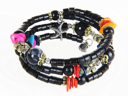 Pulsera de Madera Vintage con Cuentas Budistas y Detalles en Concha - Image 21