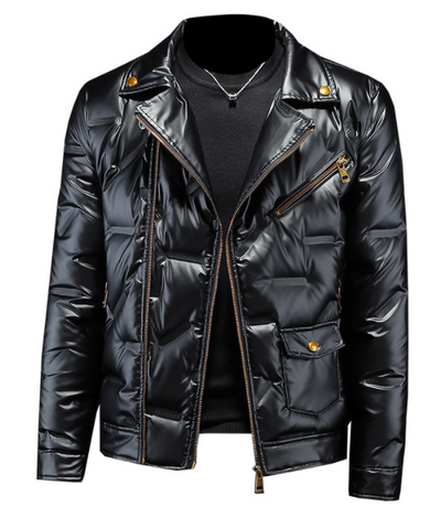 Chamarra Elegante de Plumas para Hombre con Acabado Brillante - Image 10