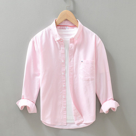 Camisa Oxford de Manga Larga para Hombre - Casual y Versátil - Image 9