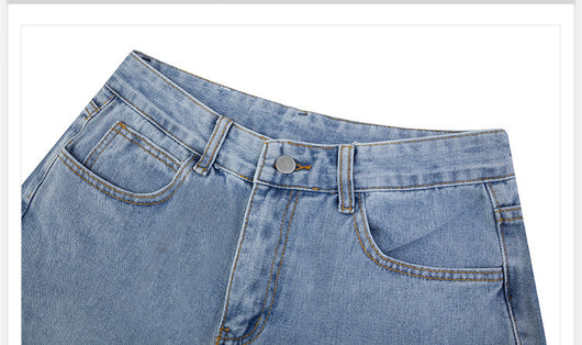 Pantalones Vaqueros Rectos Cintura Alta Estilo Retro Lavado Vintage - Image 3