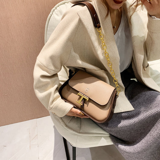 Bolsa Femenina con Hebilla Metálica de Moda y Combinación de Colores - Image 5