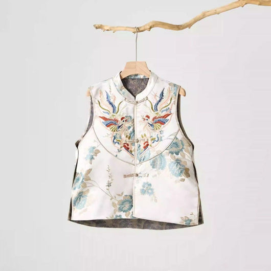 Chaleco Estilo Chino Retro para Mujer con Cuello Tipo Smoking y Cierre de Botones - Image 6