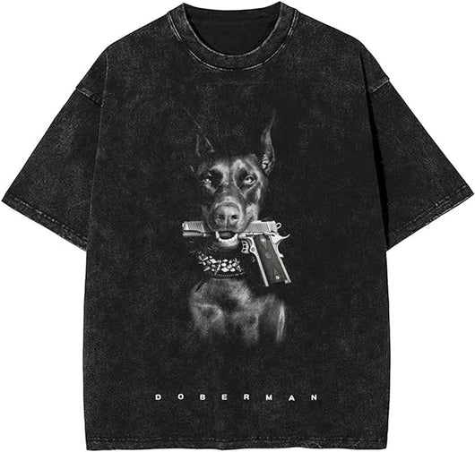 Camiseta Oversized Hip Hop Streetwear Unisex con Estampa Divertida Doberman - Image 17