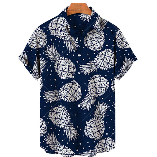 Camisa Hawaiana de Frutas Tropicales para Hombre - Estilo Casual de Verano