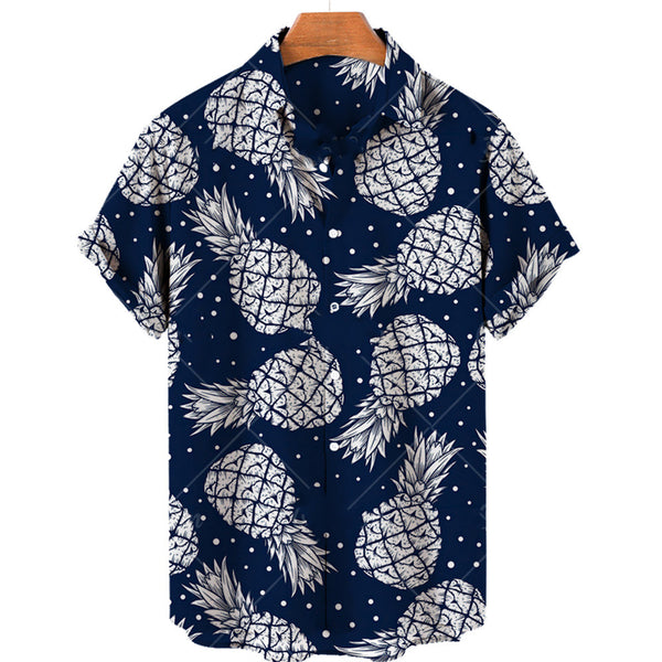Camisa Hawaiana de Frutas Tropicales para Hombre - Estilo Casual de Verano