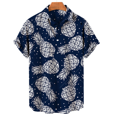 Camisa Hawaiana de Frutas Tropicales para Hombre - Estilo Casual de Verano