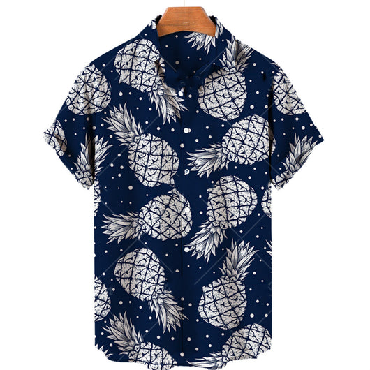 Camisa Hawaiana de Frutas Tropicales para Hombre - Estilo Casual de Verano