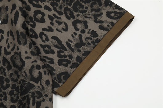 Camisa Suelta Estampado Leopardo Manga Corta Hombre Europeo Americano - Image 9