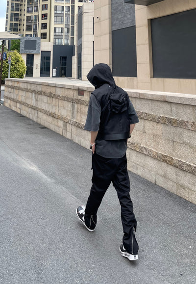 Pantalón Cargo Negro con Cremalleras y Bolsillos Múltiples - Estilo Hip-hop Urbano - Image 11