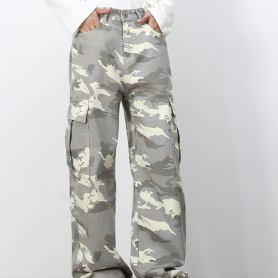 Pantalones Vaqueros Cargo Retro Camuflaje con Bolsillos Grandes