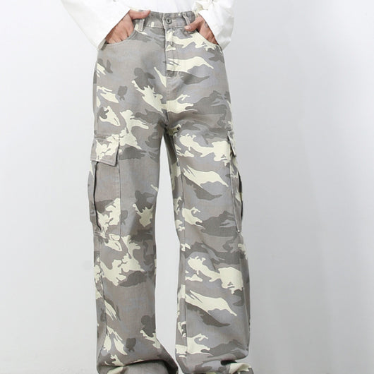 Pantalones Vaqueros Cargo Retro Camuflaje con Bolsillos Grandes