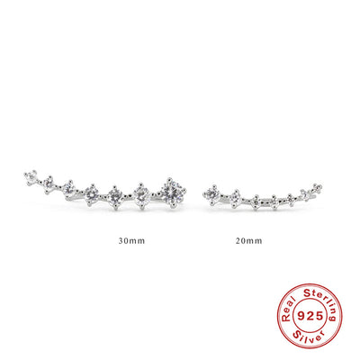 Aretes de Plata Esterlina S925 con 7 Diamantes Brillantes en Fila Simple - Image 5