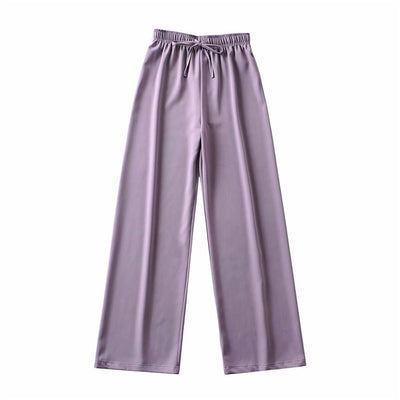 Pantalón Ancho de Cintura Alta Elástico con Drapeado - Elegancia Casual para Mujer - Image 6