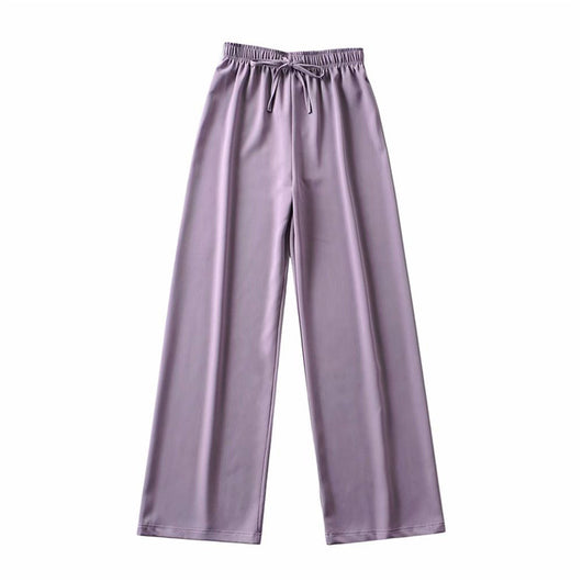 Pantalón Ancho de Cintura Alta Elástico con Drapeado - Elegancia Casual para Mujer - Image 6