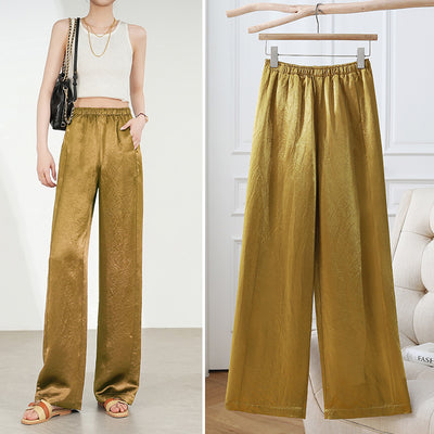 Pantalones Rectos de Triacetato con Pliegues para Primavera - Image 6