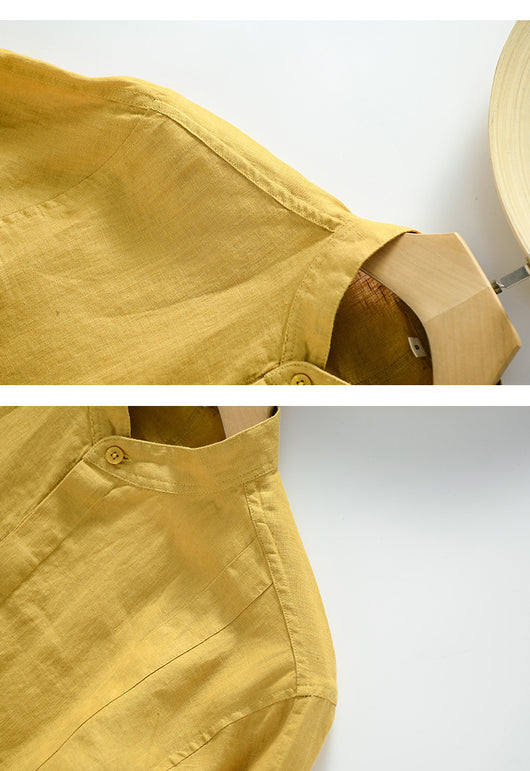 Camisa de Lino Suelta Casual para Hombre - Image 14