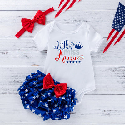 Mameluco Bebé Estampado Día de la Independencia Americana Manga Corta