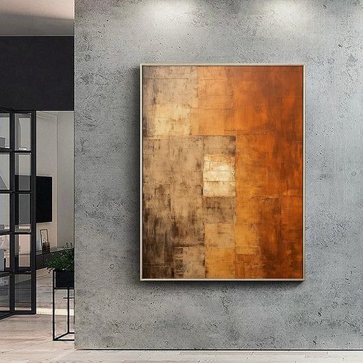 Cuadro Abstracto Wabi-Sabi Naranja Pintura al Óleo Minimalista Hecha a Mano - Image 10