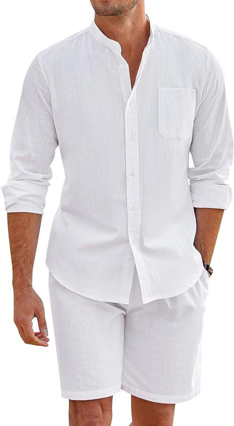 Conjunto de Camisa y Shorts en Algodón Lino para Hombre - Image 13