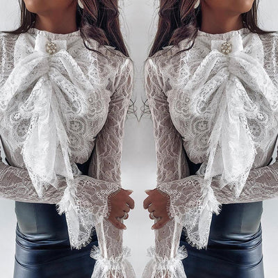 Blusa Ajustada de Encaje con Mangas Largas para Mujer - Image 10