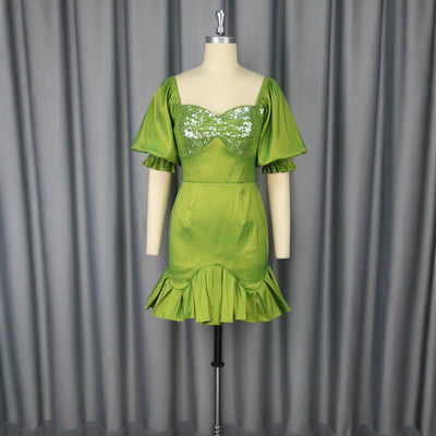 Vestido de Noche Elegante con Lentejuelas y Volantes - Image 4
