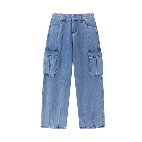 Pantalones Denim Rectos Anchos Estilo Retro para Mujer