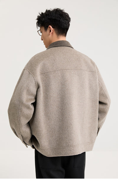 Chaqueta de Lana Doble Faz con Cuello de Lana de Cordero Premium - Image 9