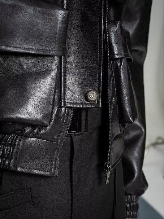 Chaqueta de Cuero Estilo Coreano con Diseño de Corte Moderno - Image 10