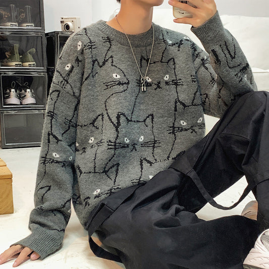 Suéter Suelto Hombre Estilo Hong Kong - Pullover Cómodo para Capas
