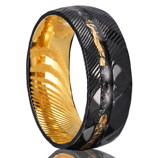Anillo Damasceno Chapado en Dos Tonos de 8mm para Hombre - Image 5