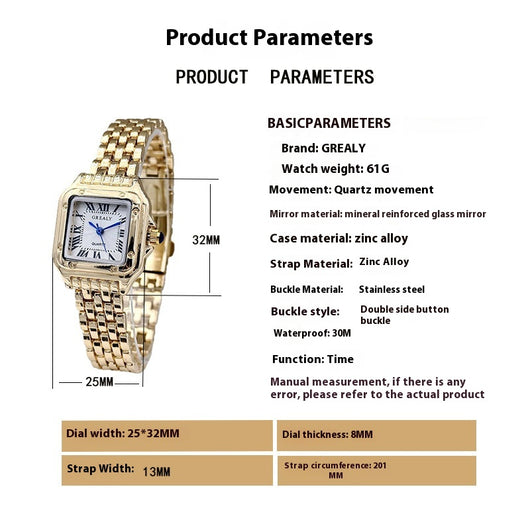 Reloj Cuadrado Retro Impermeable para Mujer con Cristales Incrustados - Image 16