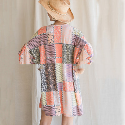 Blusa de Chifón con Bloques de Color y Estampado Geométrico - Image 7
