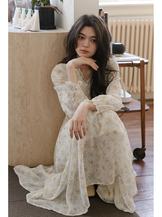 Falda Larga con Mangas Estampado Floral Artístico - Image 3