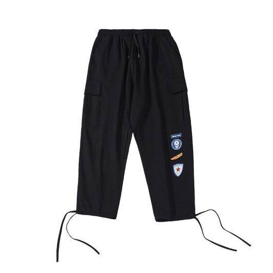 Pantalones Casuales Holgados con Cordón y Patrón Moderno