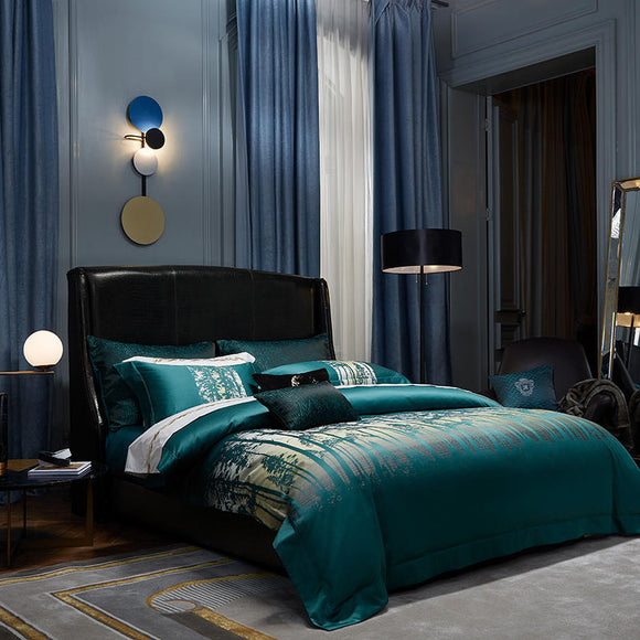Juego de Cama Completo 4 Piezas Algodón Puro Jacquard