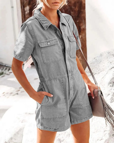 Mono de Trabajo Denim Casual Holgado Manga Corta - Image 9