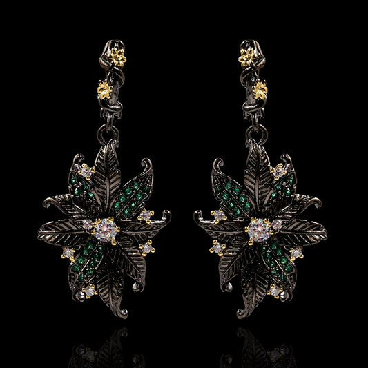 Aretes Flor Diamante - Diseño Retro Vintage Elegante