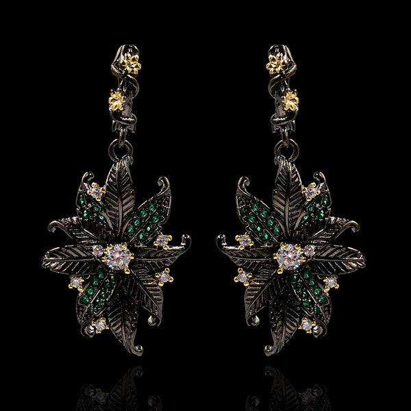 Aretes Flor Diamante - Diseño Retro Vintage Elegante