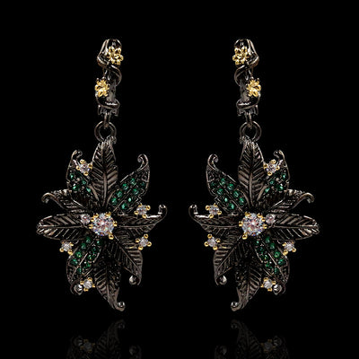 Aretes Flor Diamante - Diseño Retro Vintage Elegante