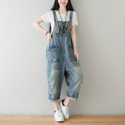 Enterizo Harem Denim Retro Talla Grande para Mujer
