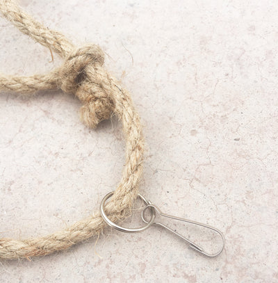 Natural hemp rope climbing net for birds, featuring a square grid pattern with knotted intersections. - Image 6