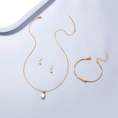 Conjunto de Joyería Cobre con Circonitas: Collar, Aretes y Pulsera - Image 3