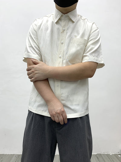 Camisa Retro Japonesa de Lino y Algodón de Manga Corta con Dobladillo Plano - Image 20