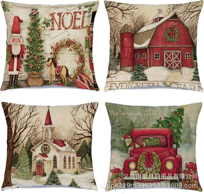Set de 4 Fundas de Cojines Navideños Muñeco de Nieve y Reno 18x18 Pulgadas - Image 7