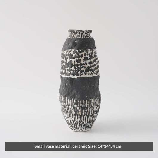 Florero de Cerámica Pintado a Mano Estilo Wabi-sabi Negro - Image 7