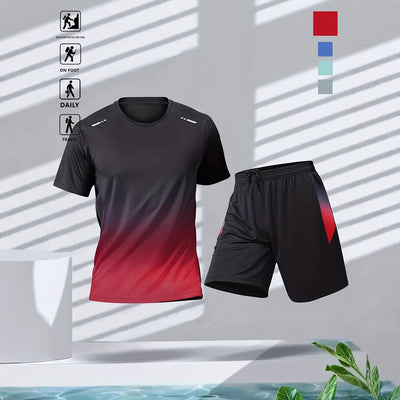 Conjunto Deportivo Casual de Verano con Diseño Degradado - Playera y Shorts - Image 4
