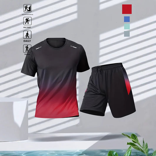 Conjunto Deportivo Casual de Verano con Diseño Degradado - Playera y Shorts - Image 4